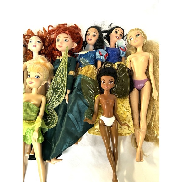 Disney Princess & Fairies Doll Lot 17 Ariel Merida Elsa Tinker Bell Rapunzel - Picture 2 of 11